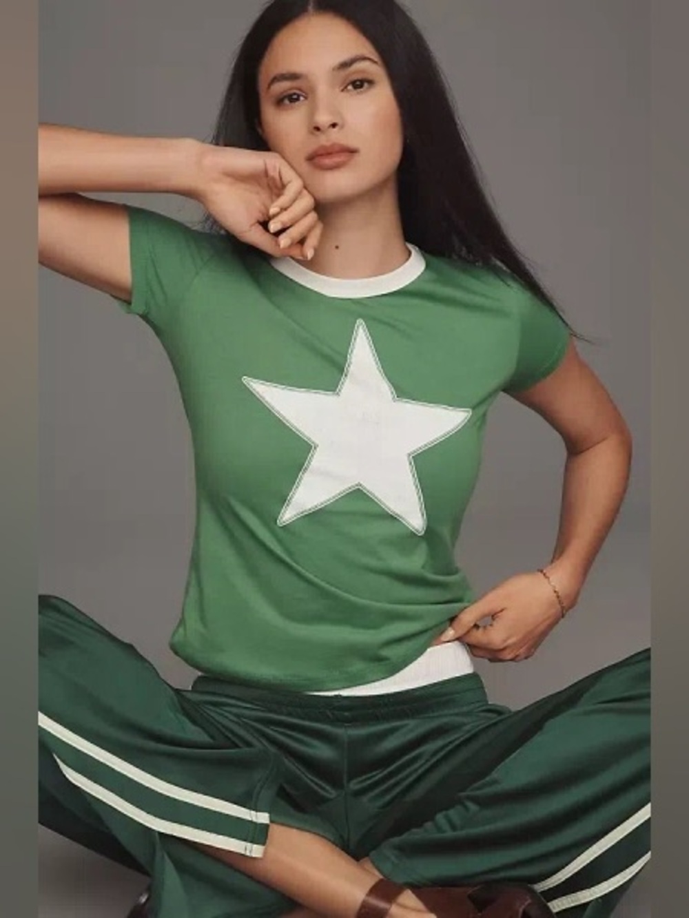 NWT Size XS - Letluv 100% Cotton Star Ringer Crew-Neck Tee (US$ 58)